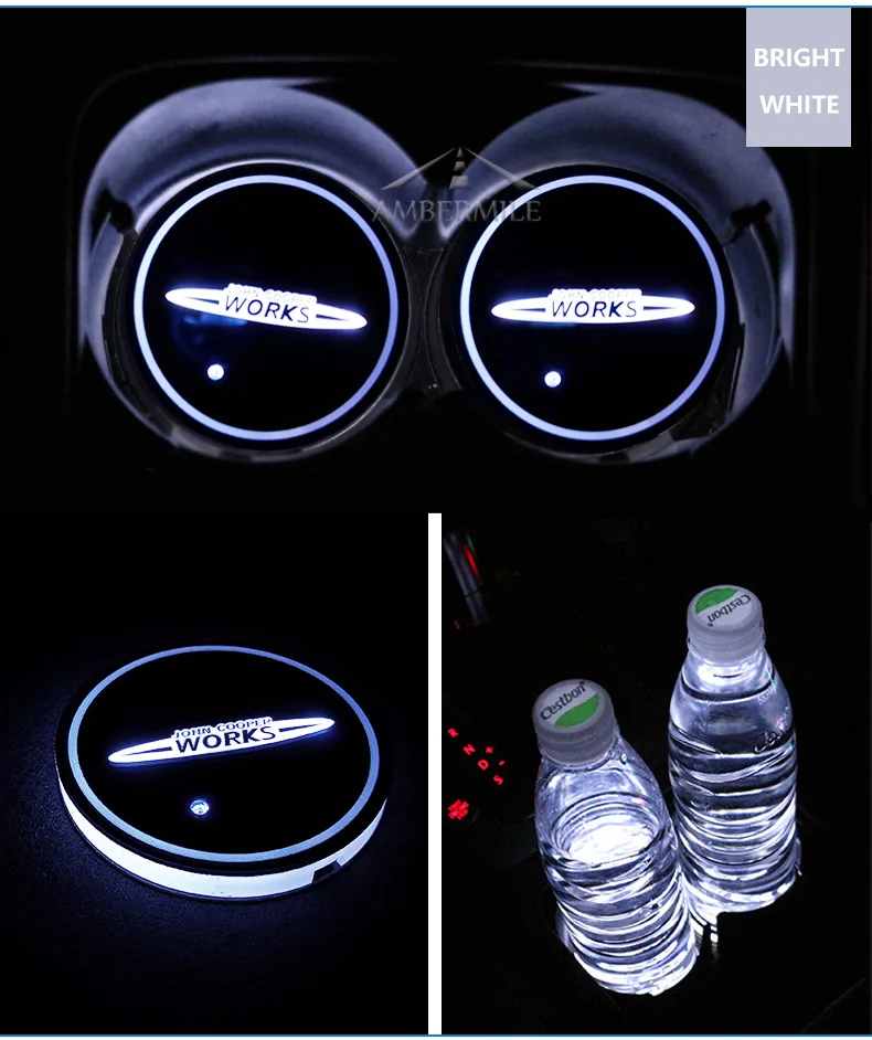 AMBERMILE светодиодный светильник-подстаканник с датчиком JCW, подстаканники для Mini Cooper JCW F54 F56 Countryman R60 R61 R56 R55 F55, аксессуары