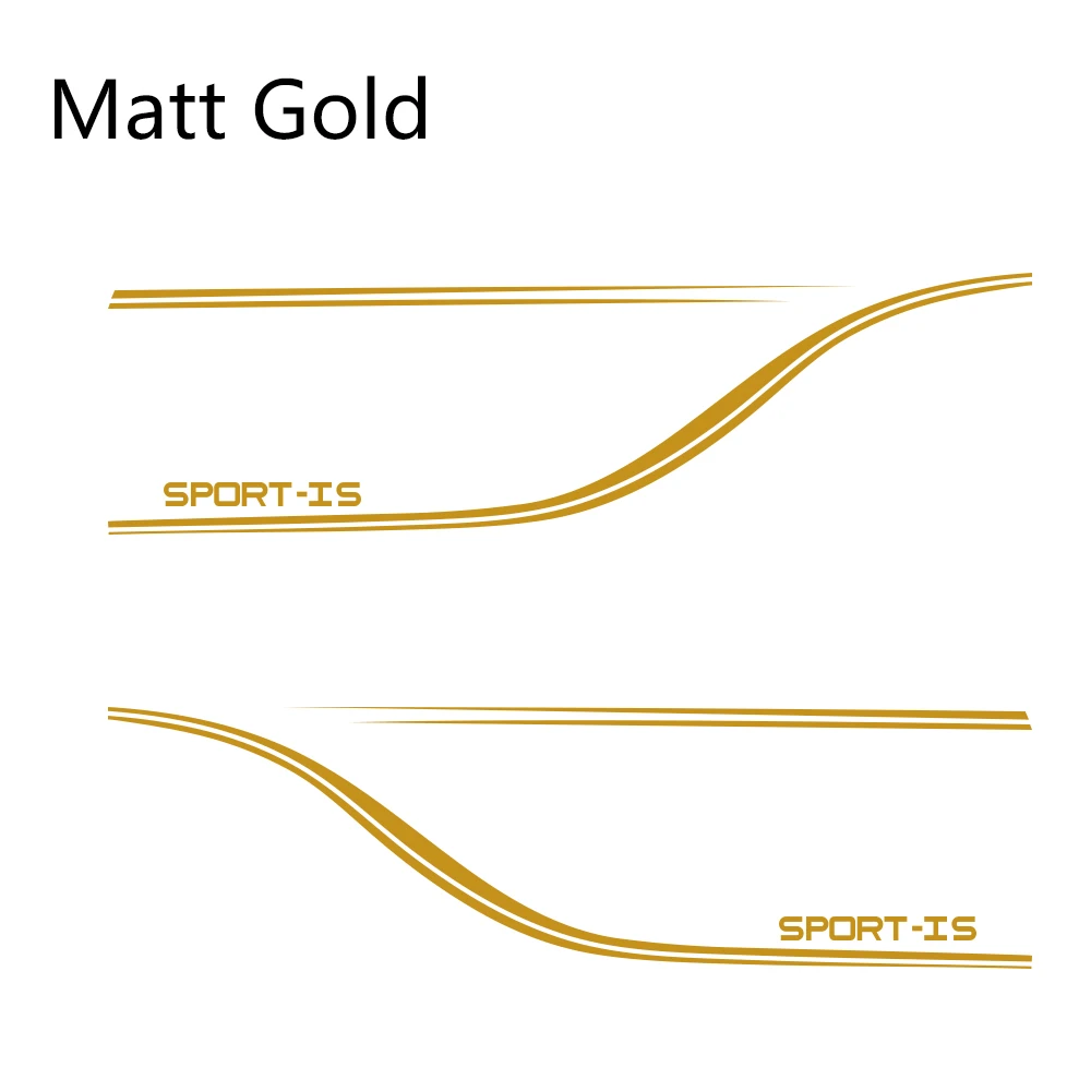 Matt Gold 2 шт. автомобильные наклейки боковые полосы авто виниловые наклейки для Lexus IS250 RX300 UX Спортивное украшение Стайлинг Тюнинг автомобиля аксессуары - Название цвета: Matt Gold