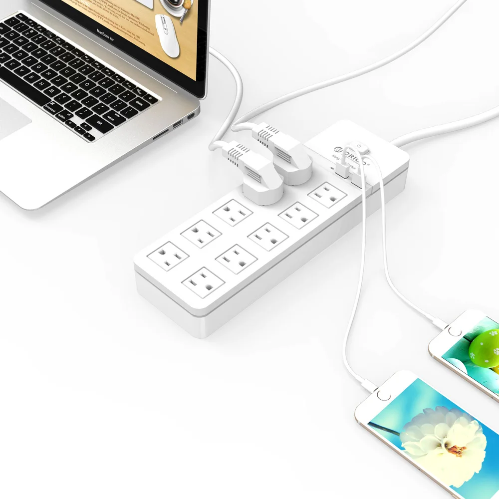 Штепсельная Вилка ORICO SPT US с защитой от перенапряжения розетка usb разъемом 10 AC и 2 USB