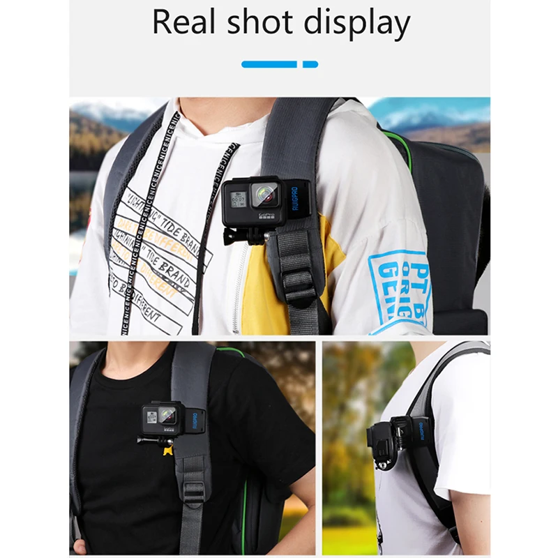Регулируемый зажим для рюкзака Dji Osmo Action Gopro eken Sjcam вращение на 360 градусов съемки