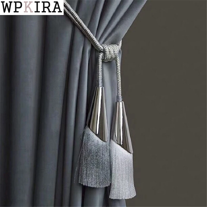 

2Pcs/Pair Curtain Brush Tiebacks Tassel Fringe Hanging Belt Balls Accessories Holderback Tie Backs Lashing CP-DS013&B