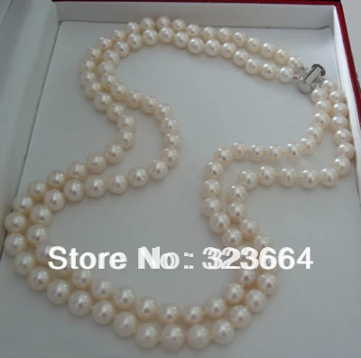 7 8 мм 2 ряда культивированный пресноводный жемчуг ожерелье|freshwater pearl necklace|pearl
