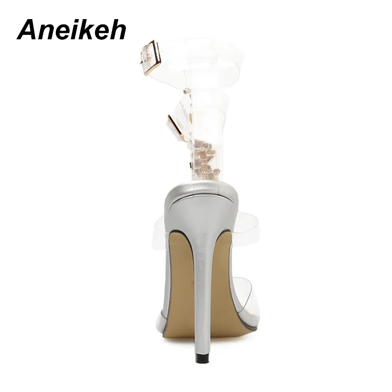 Aneikeh 2021 новые серебряные женские сандалии сексуальные прозрачные гладиаторы из