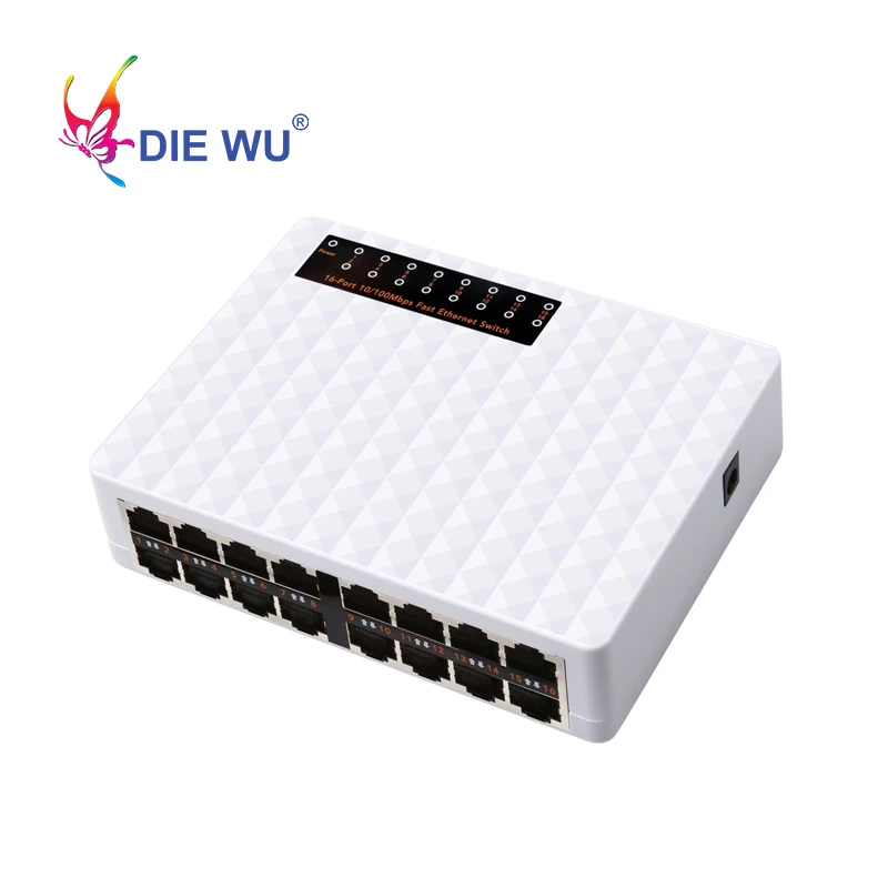 16 Порты коммутатор для высокоскоростной сети Ethernet 10/100 Мбит/с RJ45 сетевой коммутатор gigabit коммутатор для настольных ПК черный цвет