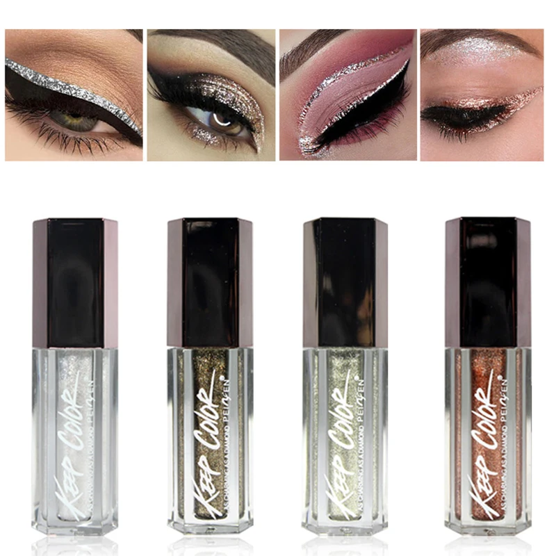 4 цвета s блестящие жидкие тени для век Алмазный мерцающий водостойкий