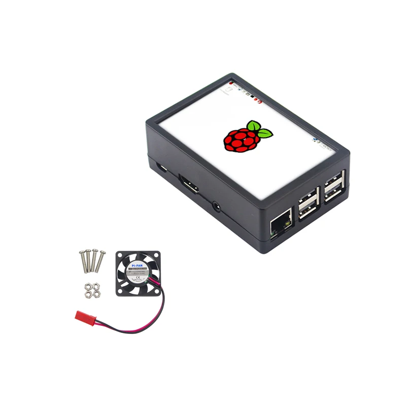 Чехол для Raspberry Pi 3B + новый чехол с вентилятором и ЖК экраном 3 5 дюйма из АБС