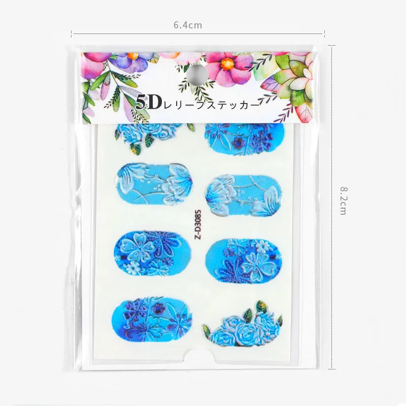 1 sheet 5D Nail Art Water Transfer Stickers DIY Embossed Flower Designs Decals Manicure Accessories | Красота и здоровье