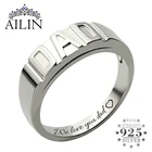 Мужское кольцо с гравировкой AILIN из стерлингового серебра 925 пробы, семейное кольцо с надписью Dad, подарок на день отца, мужские рождественские украшения 2020