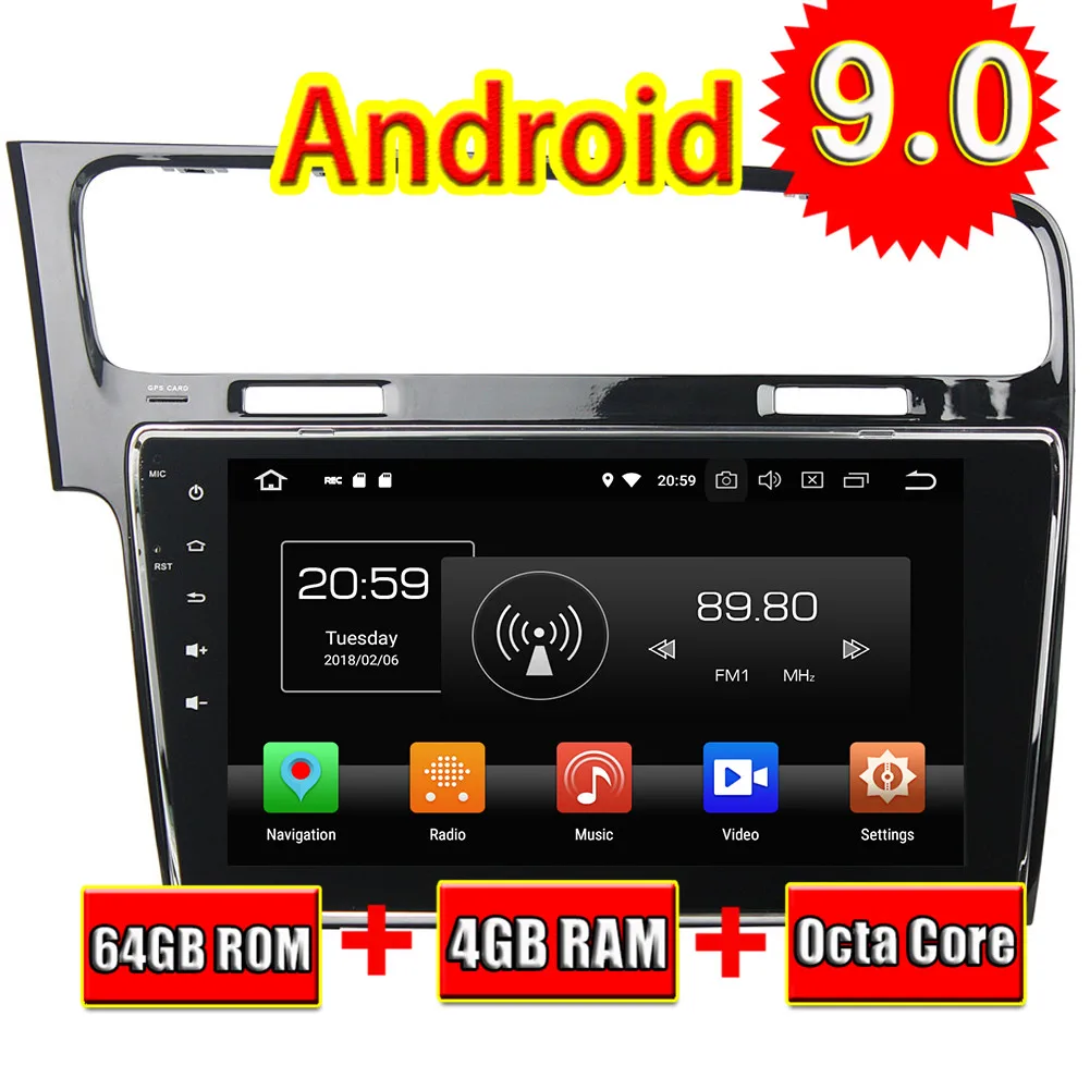 TOPNAVI Octa Core Android 9 0 Автомобильный мультимедийный плеер для VW Golf 7 2013 2015 Авторадио GPS