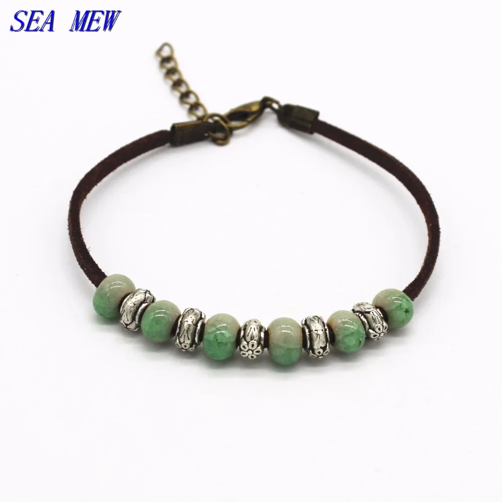 SEA MEW Китай модный металлический сплав керамический браслет регулируемые