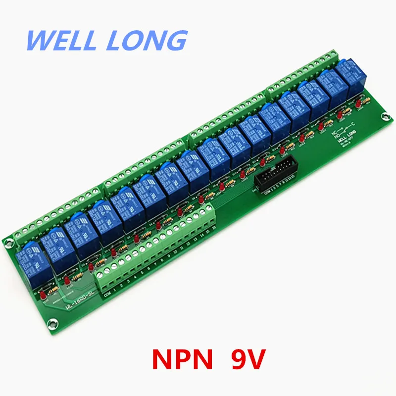 

16 канальный тип NPN 9V 10A Модуль интерфейса реле питания, SONGLE SRD-9VDC-SL-C реле.