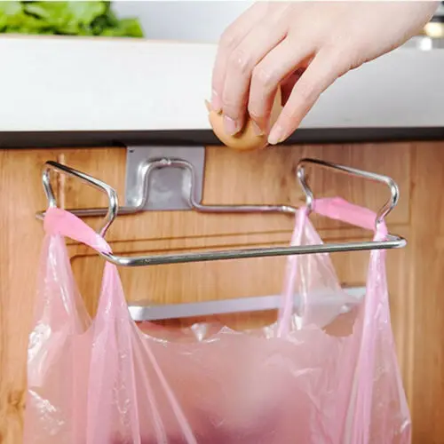 

Cupboard Door Back Hanging Trash Metal Rack Storage Kitchen Garbage Rubbish Bag Can Holder Hanging Kitchen Cabinet Trash Rack