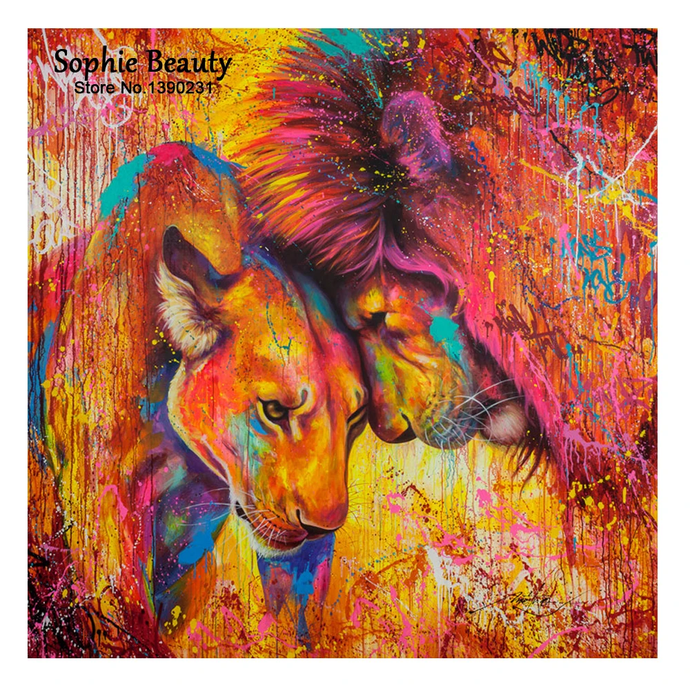 Набор для вышивки крестом "Лев" с полным квадратным бисером и мозаикой в стиле "Даймонд".