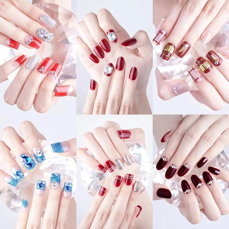 Полное покрытие накладные ногти с дизайном предварительно дизайн короткая