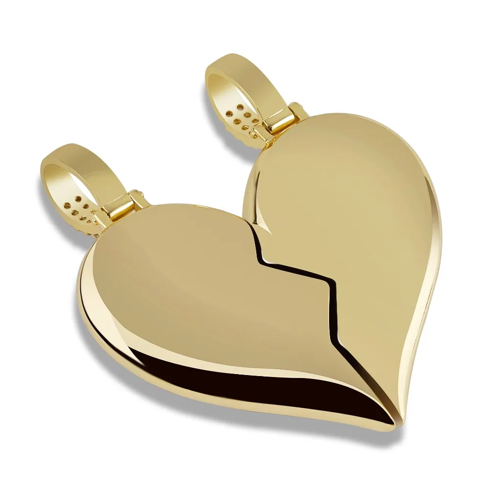 Цепочка с подвеской в виде сердца магнитом серебристого и золотого