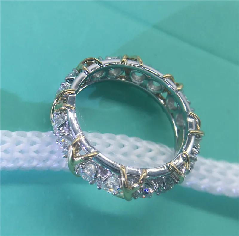 Кольцо на палец choucong Eternity 4 мм AAAAA циркониевый белый желтый золотой цвет для