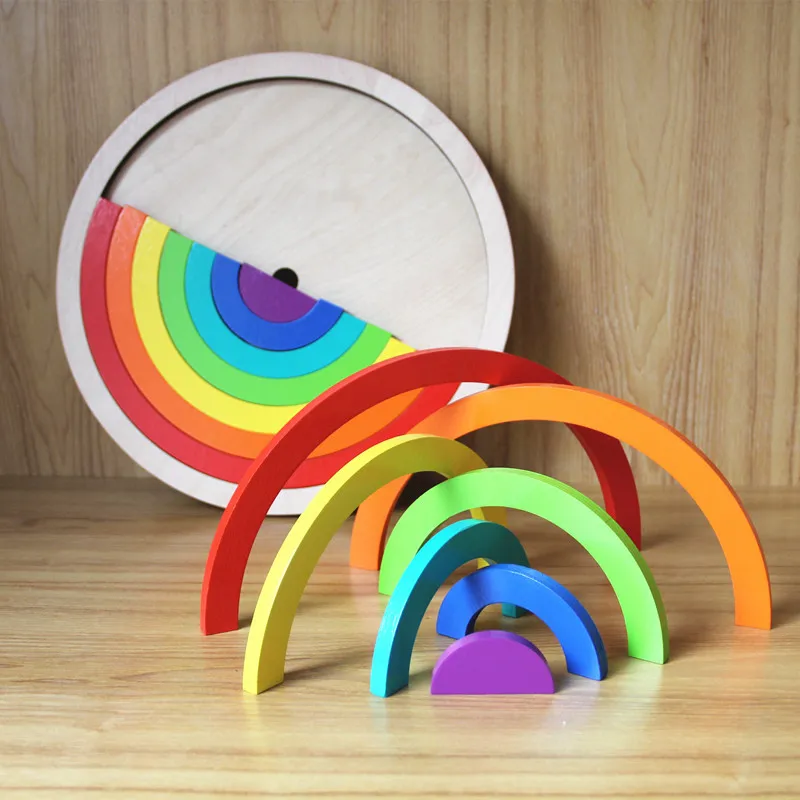 

30cm circle rainbow Jingle puzzle for children educational toys/ Kids multi color math geometric learning, free shipping