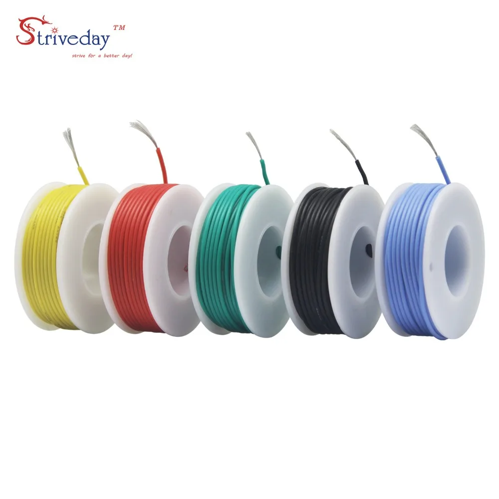 24awg 30 м/коробка гибкий силиконовый кабель провод из луженой меди 5 цветов