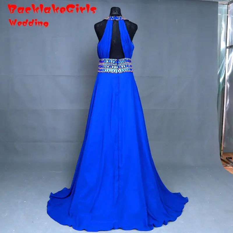 100% настоящее аватар элегантный Вечернее Платье A-Line Холтер Шеи С Плеча Шифон Пром