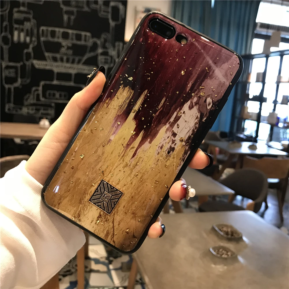 Блестящий чехол из золотой фольги для телефона iPhone 8 7 6 6S Plus мягкий ударопрочный