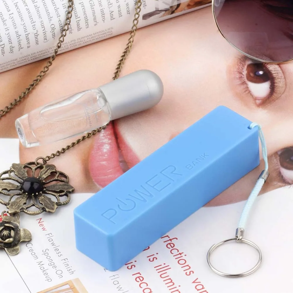 AC/DC адаптеры мобильный Мощность Дело Box USB 18650 Батарея брелок для iPhone samsung MP3 синий в
