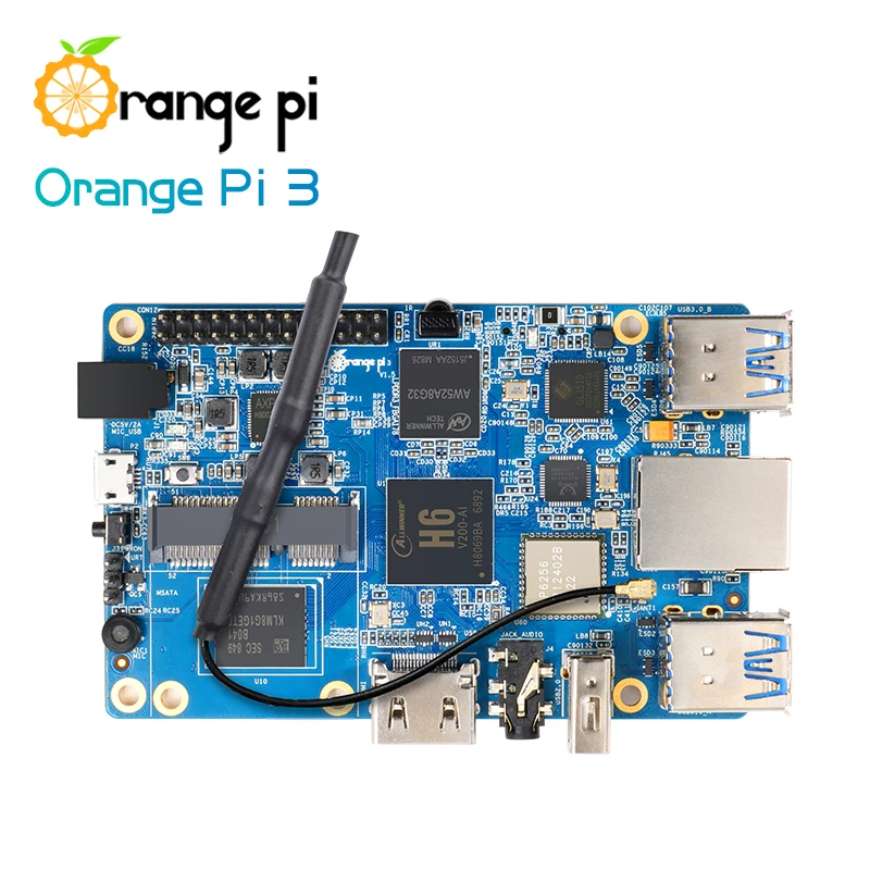 Orange Pi 3 Set2: OPI 3+ блок питания, H6 2 Гб LPDDR3+ 8 Гб EMMC Flash Gigabyte AP6256 BT5.0 Поддержка Android 7,0, Ubuntu, Debian