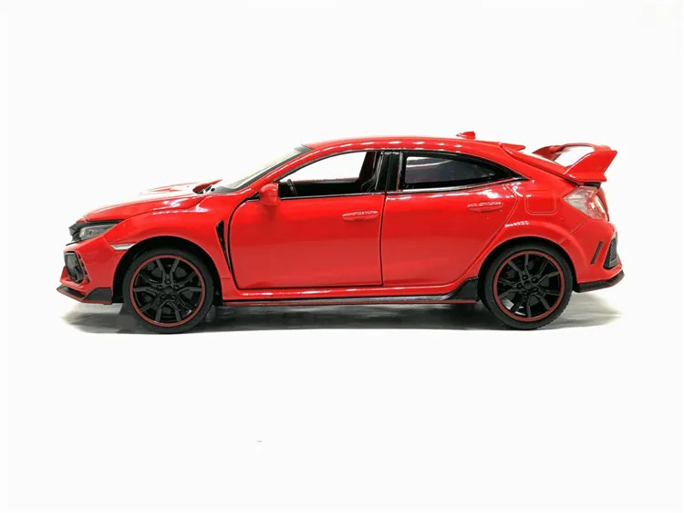 1:32 HONDA CIVIC TYPE-R Toy Car Metal Toy Diecasts Toy Vehicles Car Model Sound Light Pull Back Car Toys For Children Gifts