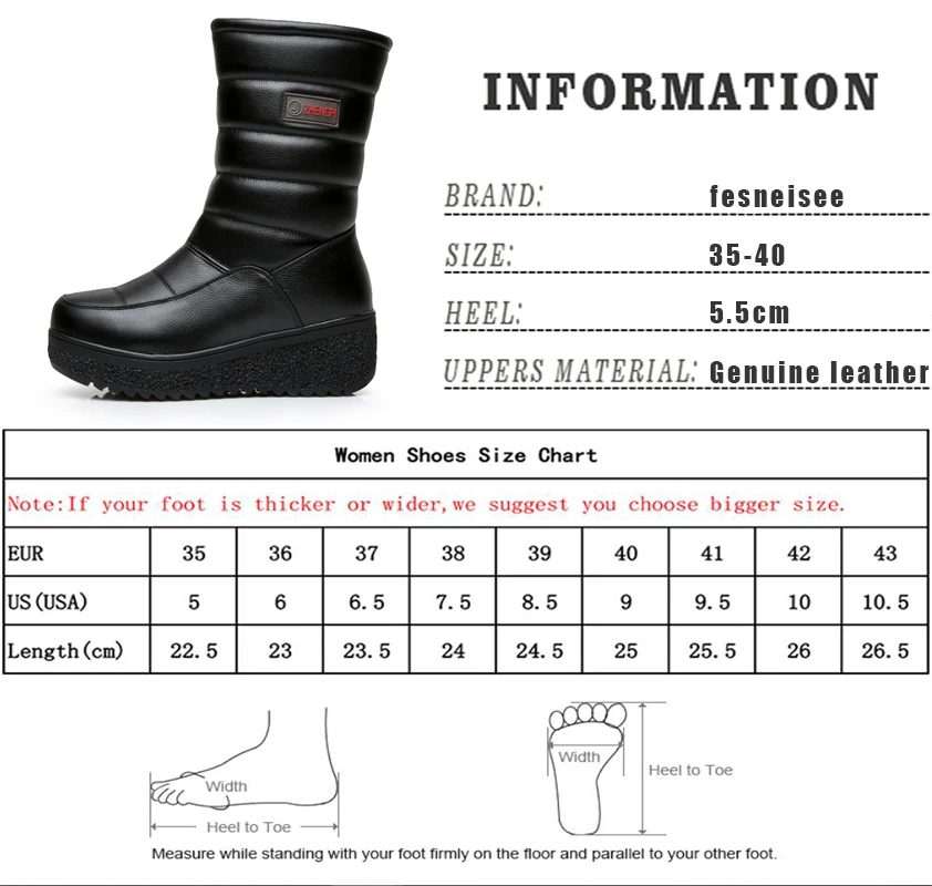 New Winter Mid Calf Boots Women Genuine Leather Boots Wedges Round Toe Mid Heels Boots High Quality Shoes Size 34-41 M4.0
