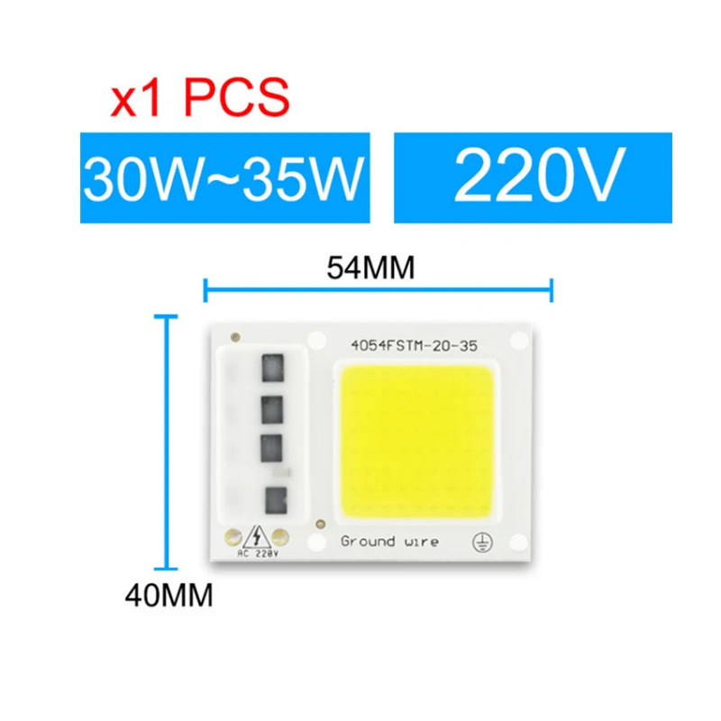 1pcs Chip 30W Kaguyahime рост/белый интегрированный COB светодиодный чип лампы переменного тока 220 В 5 Вт~ 100 Вт 30 Вт 20 Вт 10 Вт смарт IC драйвер для DIY прожектор - Испускаемый цвет: 1pcs Chip 30W