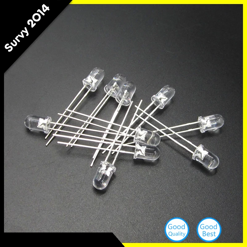 

2pcs Through Hole 5mm UV led diode light beads 365nm Round headlights