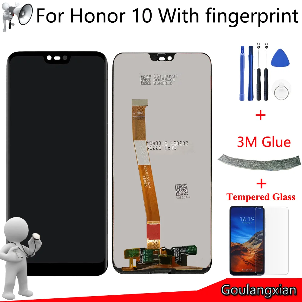 Оригинальный ЖК-дисплей AAA для Huawei Honor 10 сенсорный экран дигитайзер в сборе +
