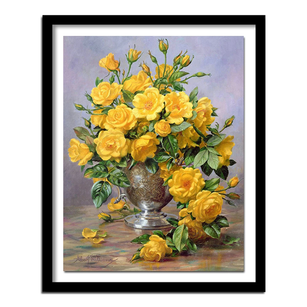 5D алмазная вышивка цветок Алмазная крестиком Кристальные квадратные алмазные