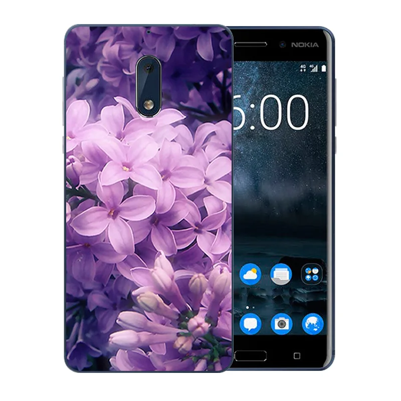 Phone Case For Nokia 6 Soft TPU Silicone Slim Ultrathin Blossom Pattern Fashion Luxury Back Cover Nokia6 Matte Protect Shell |