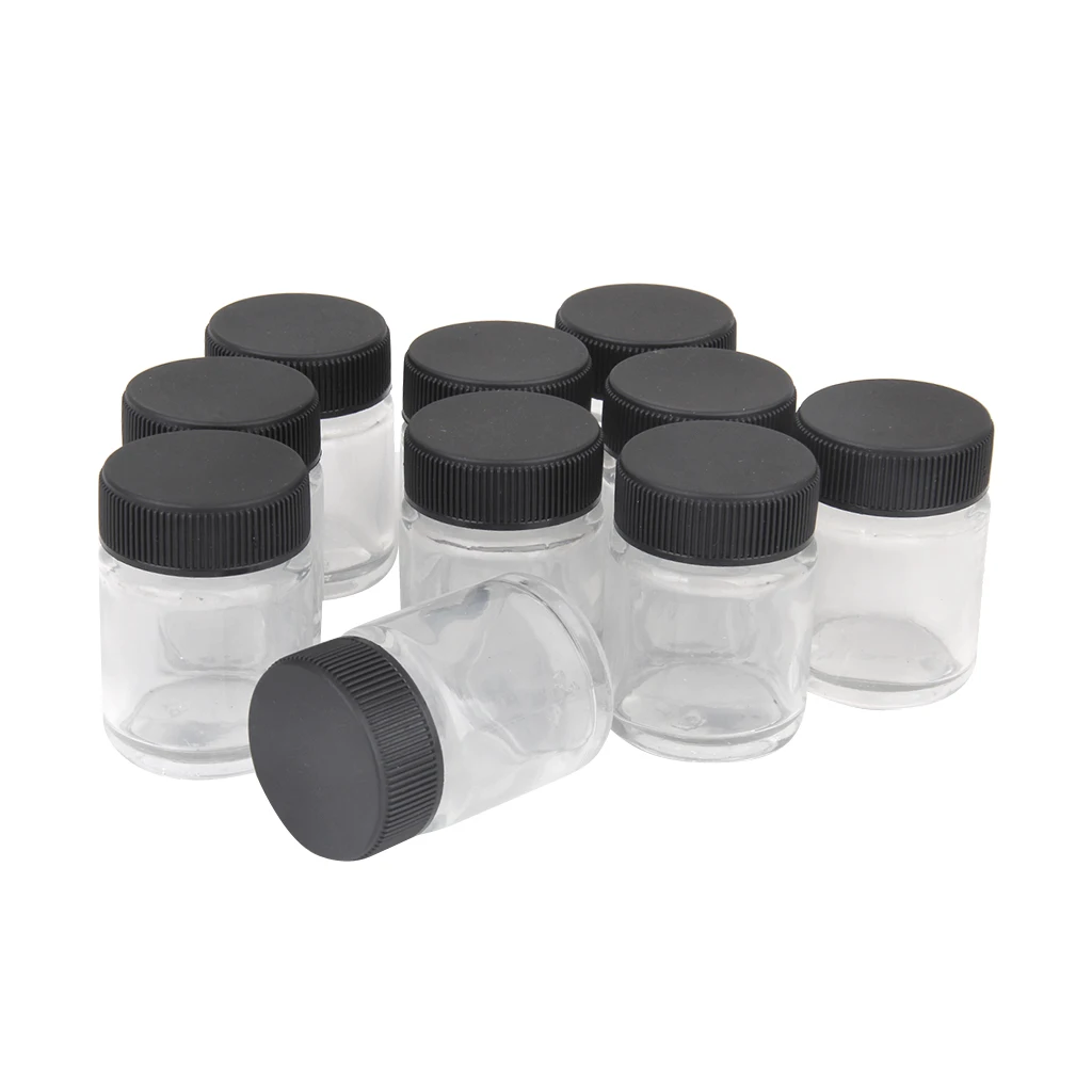 

10PCS Empty 22CC Airbrush Paint Glass Bottles Jars - Transparent