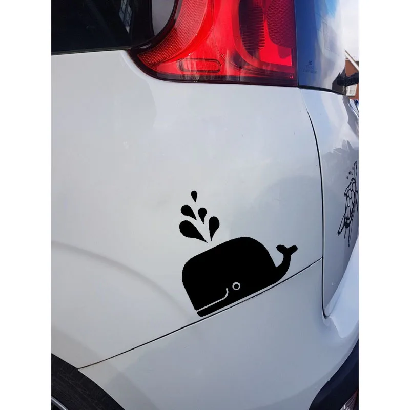 Картинка Cute WHALE для автомобиля из винила высокого качества 13 см х 13 см, наклейка Черный серебряный аксессуар C11-0433.