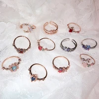 mengjiqiao 2019 new korean sweet heart flower cubic zircon adjustable rings for women girls fashion party crystal bague jewelry