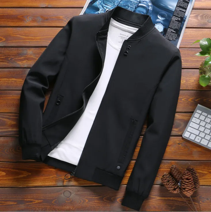 Мужские весенне-осенние куртки и пальто однотонные Новые повседневные Лидер