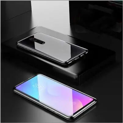 Black Роскошный Магнитный адсорбционный чехол для Xiaomi Mi 9T Pro, металлическая рамка, крышка из закаленного стекла, 9t 9 TPro, защитный чехол для телефона - Цвет: Black