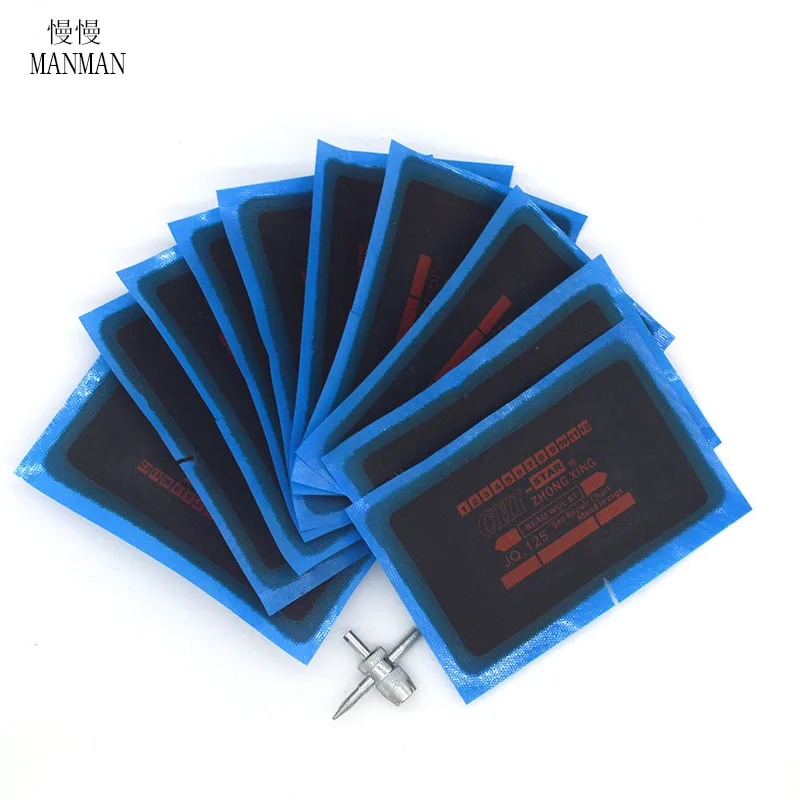 

10pcs80*125mmTire Tyre Repair Patch Kit Cycling Tools Meridian Tire Repair Patch For Cars Truck With Wrench