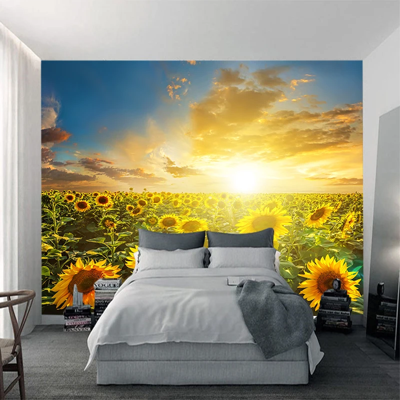 3D красивые Подсолнухи росписи обоев кафе ресторан гостиная романтический фон