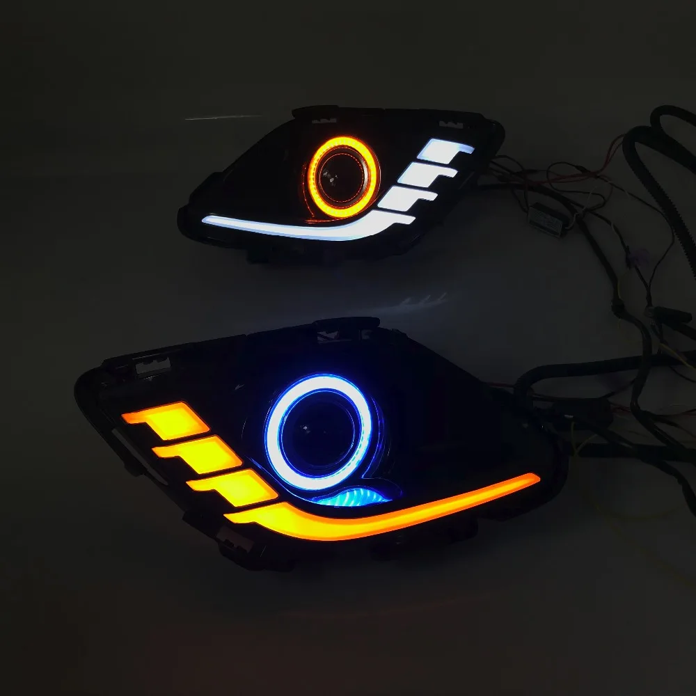 RQXR противотуманная фара вождение свет в сборе для Mazda 6 atenza cob angel eye светодиодные дневные ходовые огни сигнал поворота синий ночной режим