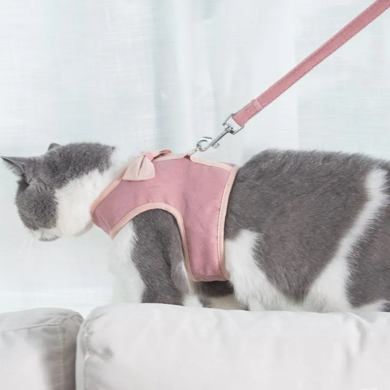 Жилет для собак Cats Harness Vest Bowknot Маленький / Средний Жгут Регулируемый щенок Кошка Стропы Поводки