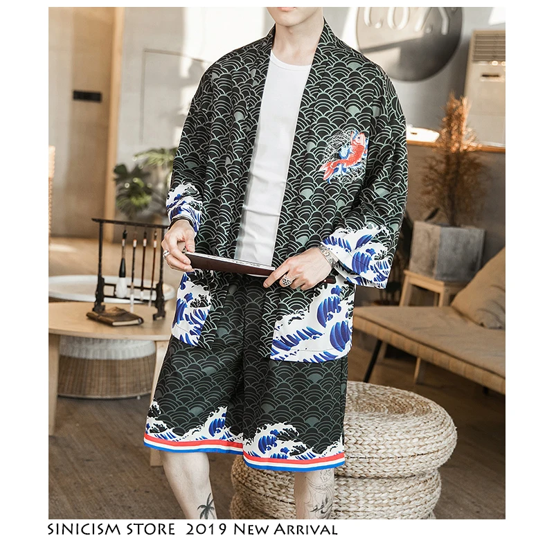 Sinicism Store летние мужские комплекты 2020 для мужчин Harajuku спортивный костюм кимоно