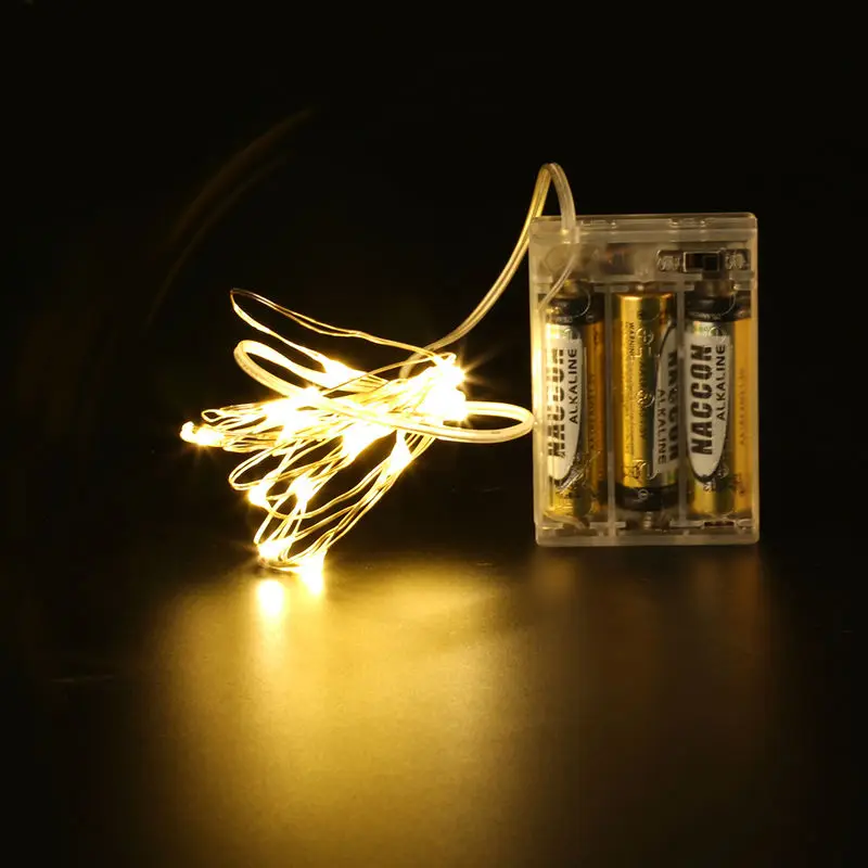 Питание от батарейки AA теплый белый медный провод фотоэлемент для сказочной
