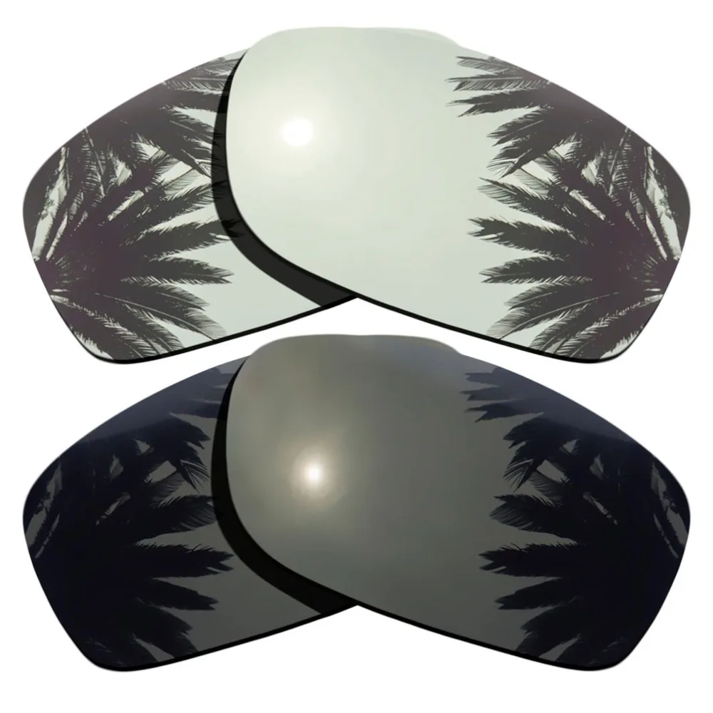 (Silver Mirrored Coating+Black) 2-Pairs Polarized Replacement Lenses for Fives Squared 100% UVA & UVB Protection