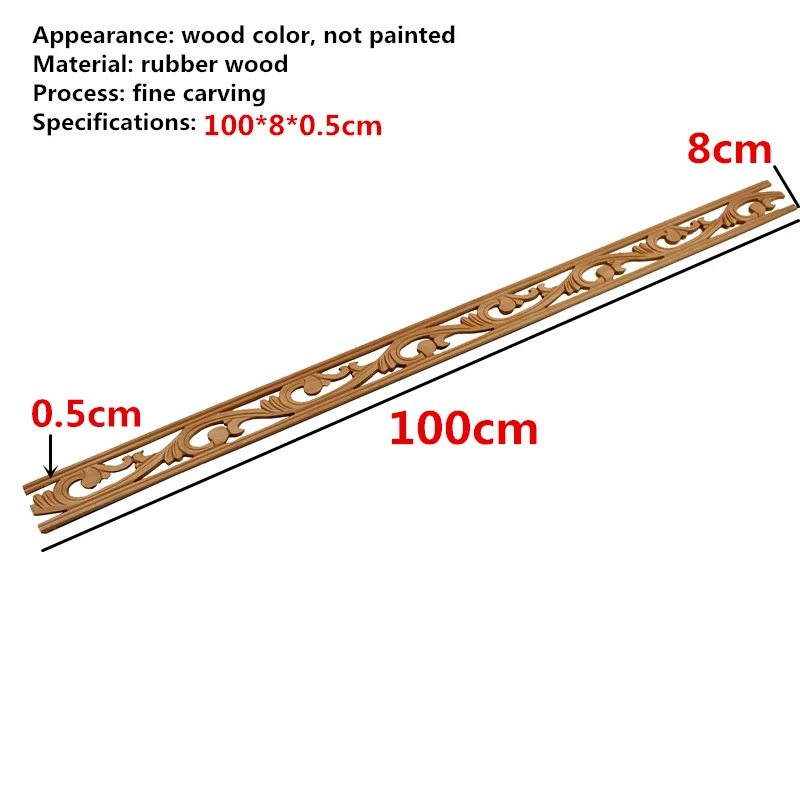 8cmX100cm 10 шт. наклейки из дерева резные подвесные принадлежности Угловые Аппликации Аксессуары миниатюры декоративные линии резьба по дереву домашний декор - Цвет: 8cmX100cm