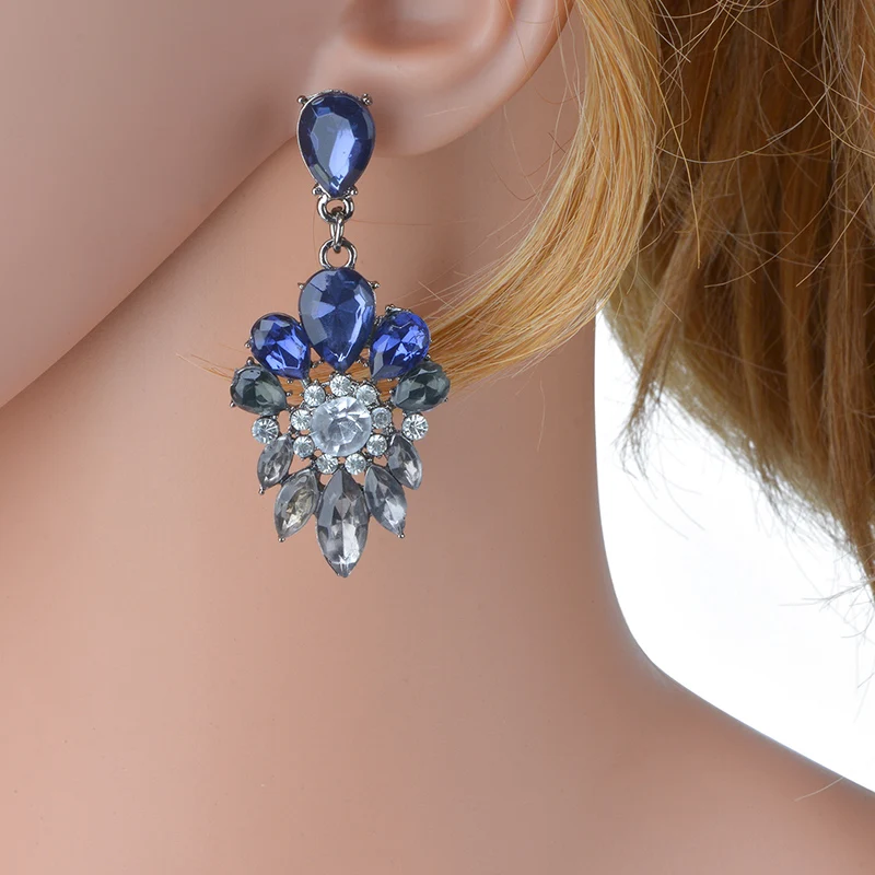 Manerson 2017 Crystal Flower Shape Handmade Drop Earrings Long Fashion Dangle Jewelry For Women Wedding Party Wholesale | Украшения и