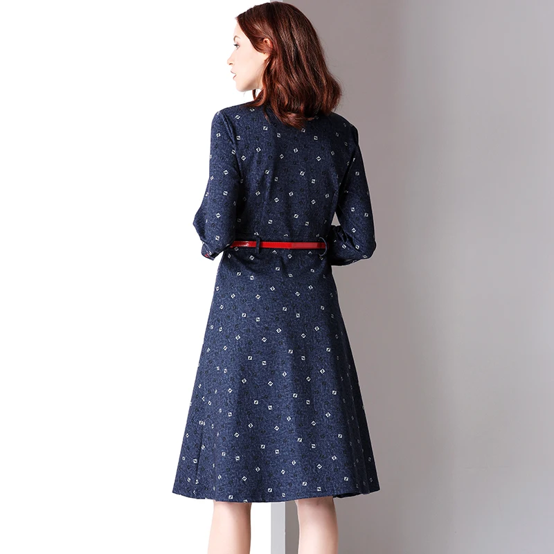 2019 весна и осень с длинным рукавом женское джинсовое платье бренд печати Стенд