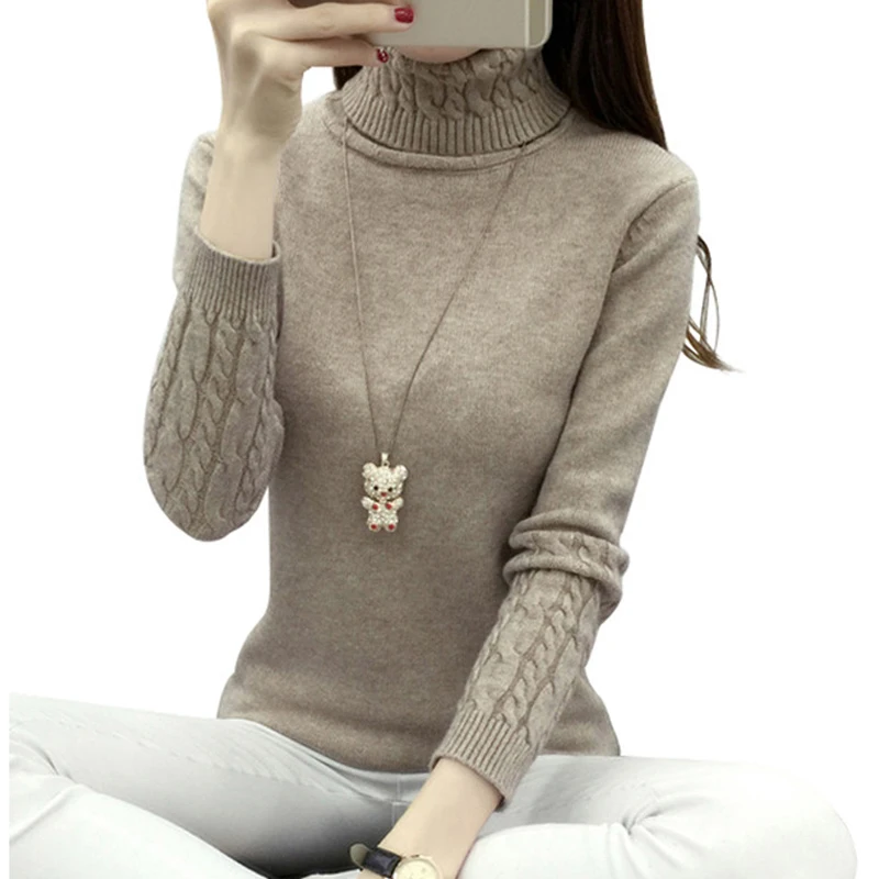 

Hot Sale 2021 Winter Women Sweaters And Pullovers Knit Long Sleeve Cashmere Sweater Female Jumper Thick Warm Women Turtleneck