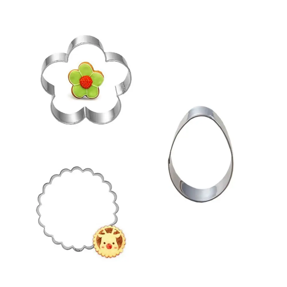 

3pcs/set Flower Egg,Round Petal Knife Decoration Cake Fruit Vegetable Biscuit Cookie Cutter Tools Kitchenware Stainless Steel